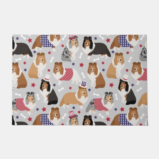Patriottic Sheltie Shetland Sheepdog Doormat Deurmat (Voorkant)