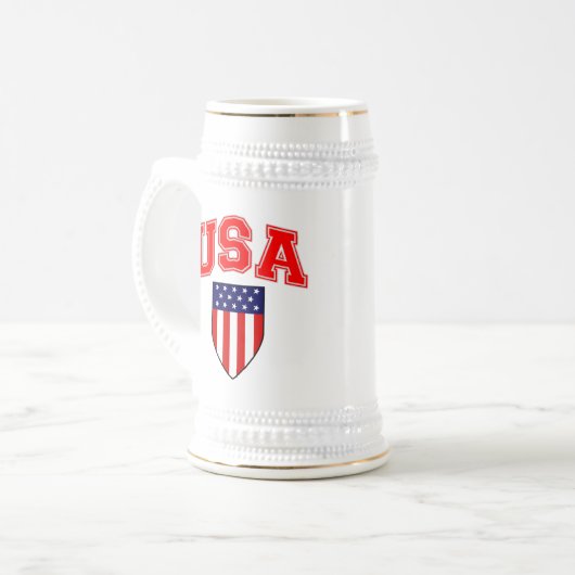 Patriottic U.S.A American Flag Shield Bierpul (Voorkant links)