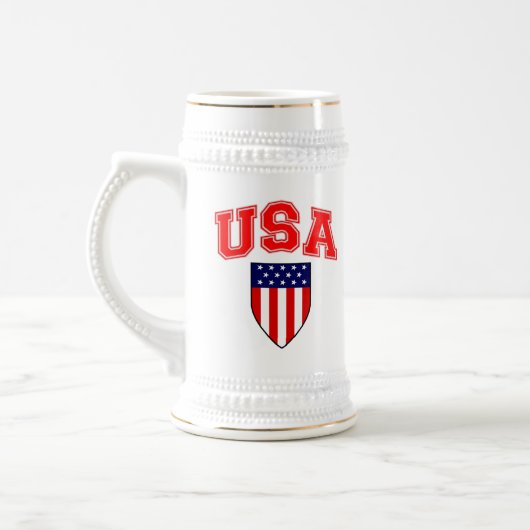 Patriottic U.S.A American Flag Shield Bierpul (Links)