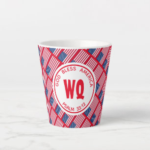 Patriottic USA American Flag Monogram Latte Mok