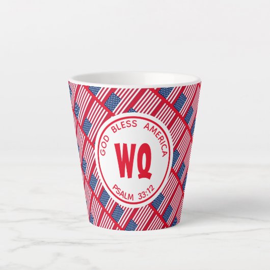 Patriottic USA American Flag Monogram Latte Mok (Voorkant)