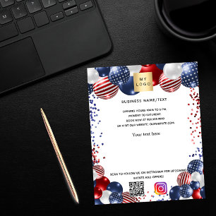 Patriottic USA business logo qr code instagram Flyer