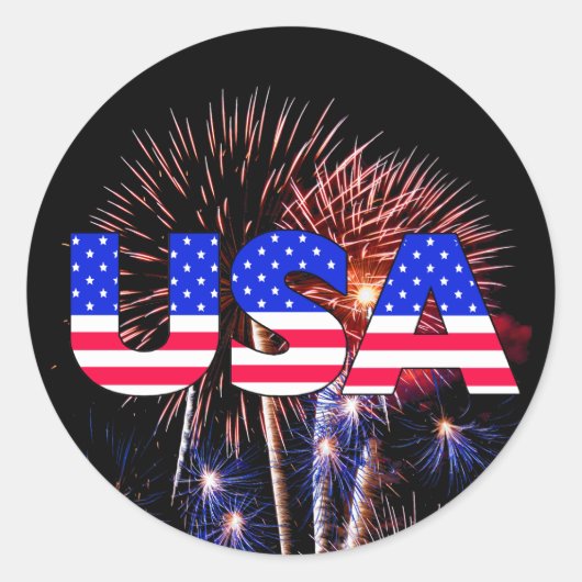 Patriottic USA Fireworks Ronde Sticker (Voorkant)
