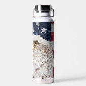Patriottic USA Flag Bald Eagle Waterfles (Achterkant)