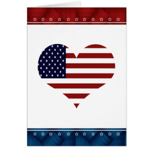 Patriottic USA Heart Blank Card