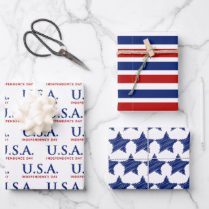 Patriottic USA Independence Day Inpakpapier Vel