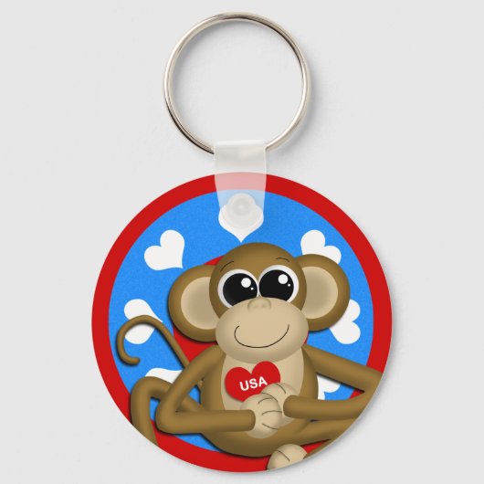 Patriottic USA Monkey Basic Sleutelhanger (Voorkant)
