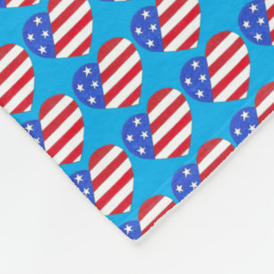 Patriottic USA Stars Stripes Heart American Flag Fleece Deken