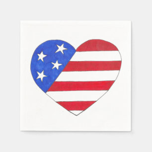 Patriottic USA Stars Stripes Heart American Flag Servetten