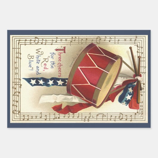  patriotticum, drums met muzieknotities inpakpapier vel (Voorkant)