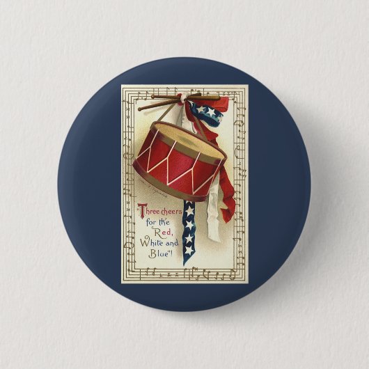  patriotticum, drums met muzieknotities ronde button 5,7 cm (Voorkant)