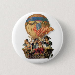  patriotticum, kinderen in een luchtballon ronde button 5,7 cm