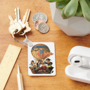 patriotticum, kinderen in een luchtballon sleutelhanger