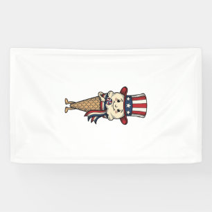 Patriottieke Ijsje Kegel Vintage Gravure Ontwerp_ Spandoek