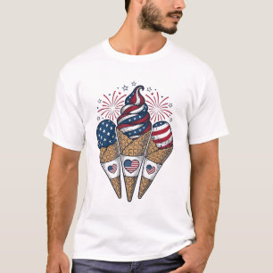 Patriottieke Ijsjes Kegels Vintage 4 juli T-shirt
