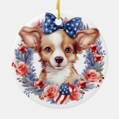 Patriottieke Puppy 4 juli USA Onafhankelijkheidsda Keramisch Ornament (Achterkant)