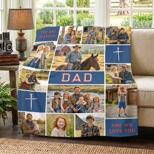 Patriottisch 12 foto's aangepaste naam vader geloo fleece deken