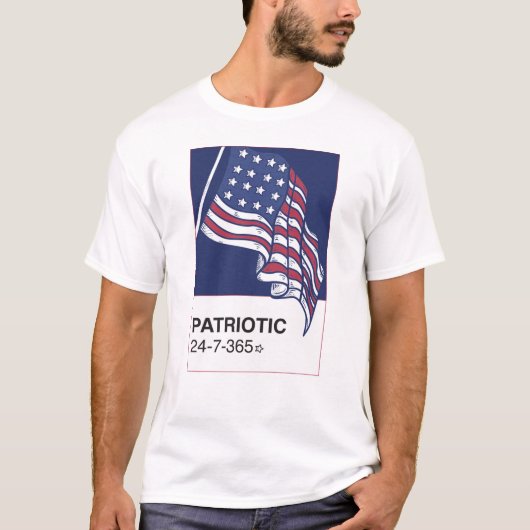 Patriottisch 24/7/365 Volledig Front T-shirt (Voorkant)