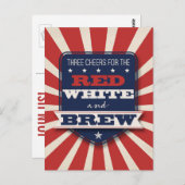 Patriottisch 4 juli Red White & Brew Custom Briefkaart (Voorkant / Achterkant)