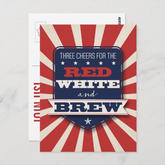 Patriottisch 4 juli Red White & Brew Custom Briefkaart (Voorkant / Achterkant)