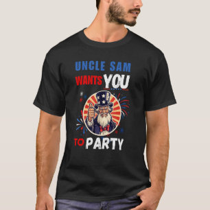 Patriottisch 4 juli Uncle Sam wil dat je paren T-shirt