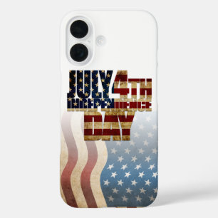 Patriottisch 4 juli vlagontwerp iPhone 16 hoesje
