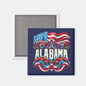 Patriottisch Alabama Abstract decoratief ontwerp Magneet (Voorkant / Achterkant)