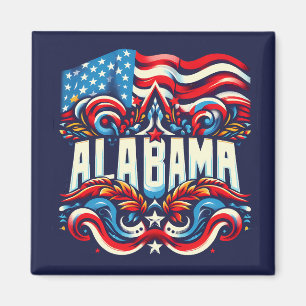 Patriottisch Alabama Abstract decoratief ontwerp Magneet