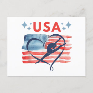 Patriottisch American Flag Gymnastiek Ontwerp voor Briefkaart