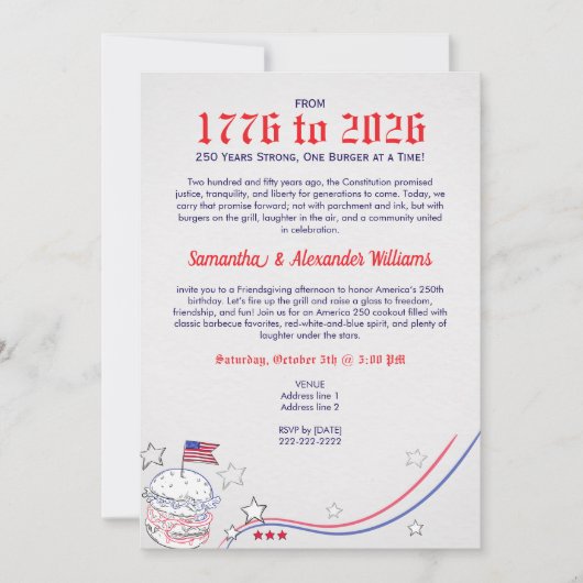 Patriottisch Amerika 250 Vriendschapsfeest Kaart (Voorkant)