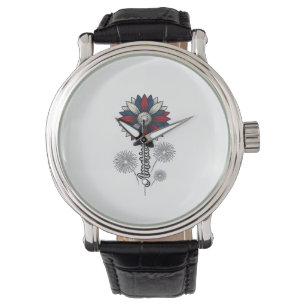 Patriottisch Amerika Bloem Vuurwerk Vector Design_ Horloge