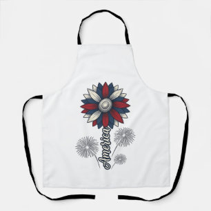 Patriottisch Amerika Bloem Vuurwerk Vector Design_ Schort
