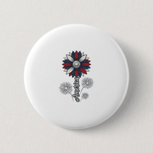 Patriottisch Amerika Bloem Vuurwerk Vector Ontwerp Ronde Button 5,7 Cm