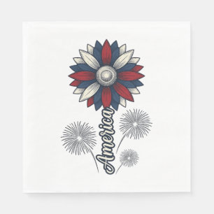 Patriottisch Amerika Bloem Vuurwerk Vector Ontwerp Servet