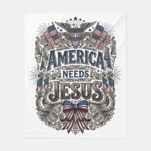 Patriottisch Amerika heeft Jezus nodig Vintage T-S Fleece Deken