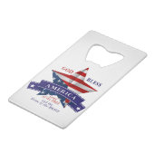 Patriottisch Amerika Star-ontwerp (v3) Kredietkaart Flessenopener (Achterkant Gekanteld)