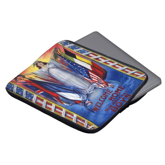  Patriottisch Amerika, vrijheid van vrede Laptop Sleeve (Voorkant top)