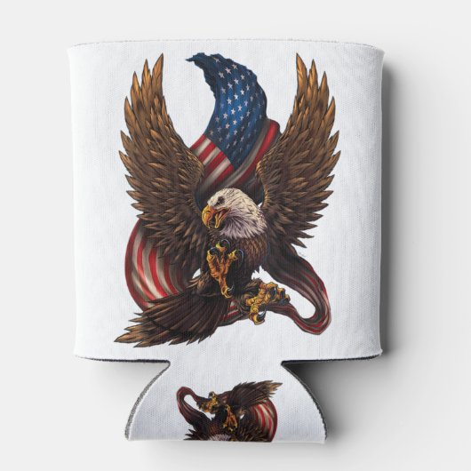 Patriottisch Amerikaans design met adelaar en vlag Blikjeskoeler (Achterkant)