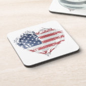 Patriottisch Amerikaans hart in Grunge Bier Onderzetter (Linkerzijde)