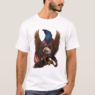 Patriottisch Amerikaans ontwerp met adelaar en vla T-shirt