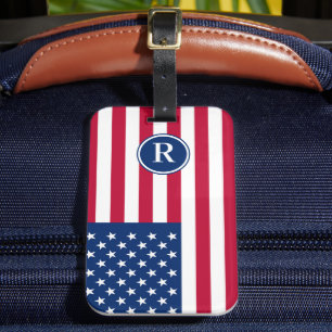 Patriottisch Amerikaans Rood Wit Blauw Aangepast M Bagagelabel