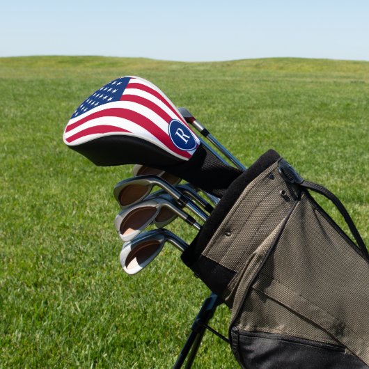 Patriottisch Amerikaans Rood Wit Blauw Aangepast M Golfheadcover (Insitu)