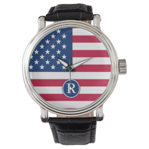 Patriottisch Amerikaans Rood Wit Blauw Aangepast M Horloge