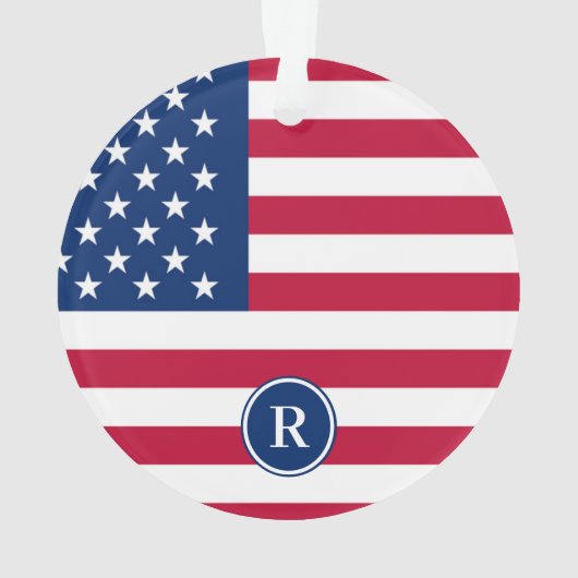 Patriottisch Amerikaans Rood Wit Blauw Aangepast M Ornament (achterkant)