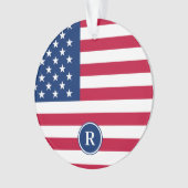 Patriottisch Amerikaans Rood Wit Blauw Aangepast M Ornament (voorkant)