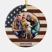 Patriottisch Amerikaans Vlag Aangepast 2 Foto Keramisch Ornament (Voorkant)