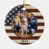 Patriottisch Amerikaans Vlag Aangepast 2 Foto Keramisch Ornament (Achterkant)