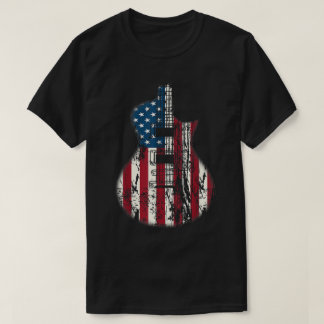 Patriottisch Amerikaans Vlag Gitaarontwerp T-shirt