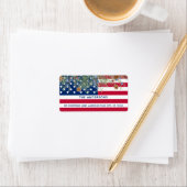 Patriottisch Amerikaans Vlag Kerstmis Adres Etiket (Insitu)