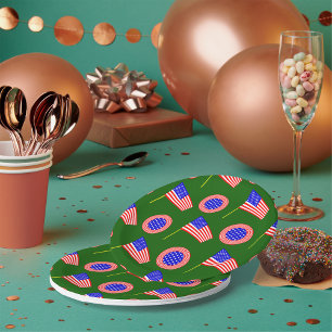 Patriottisch Amerikaans Vlag Patroon op Groen Papieren Bordje